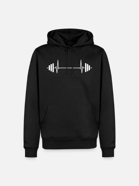Weightlifting heartbeat toning dumbbell - Men’s Premium Organic Hoodie - black