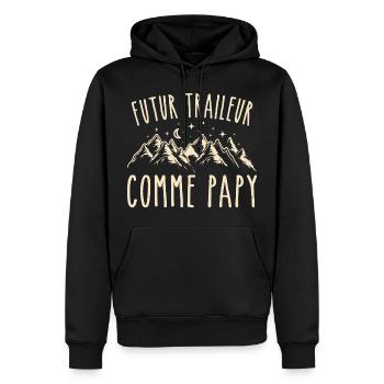 futur traileur cadeau garçon trail - Sweat à capuche Premium bio Homme - noir - Devant - Nico (187cm)