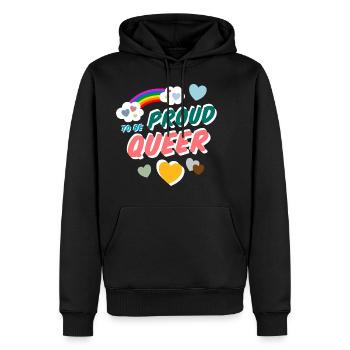 Proud to be Queer - Men’s Premium Organic Hoodie - black - Front - Nico (187cm)
