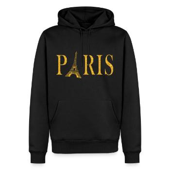 Paris Graphique - Sweat à capuche Premium bio Homme - noir - Devant - Nico (187cm)