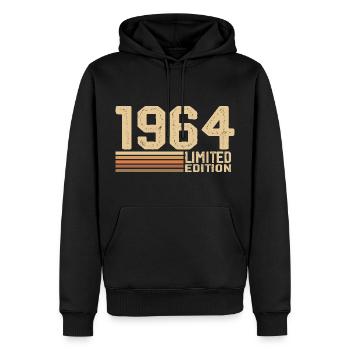 Né en 1964 anniversaire - Cadeau 1964 Vintage 1964 - Sweat à capuche Premium bio Homme - noir - Devant - Nico (187cm)
