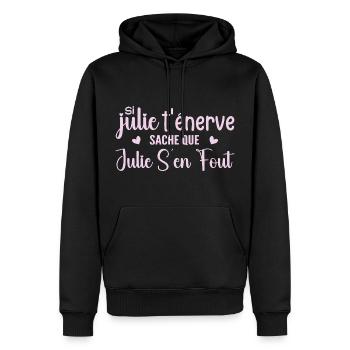 Julie - Männer Premium Bio Hoodie - Schwarz - Vorne - Nico (187cm)