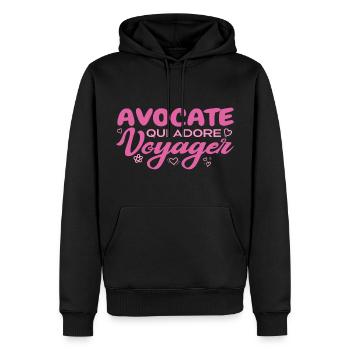 Avocate globe-trotteuse passionnée de voyages - Sweat à capuche Premium bio Homme - noir - Devant - Nico (187cm)