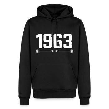 Born in 1963 Vintage 62 Years 63 Birthday Gift - Men’s Premium Organic Hoodie - black - Front - Nico (187cm)