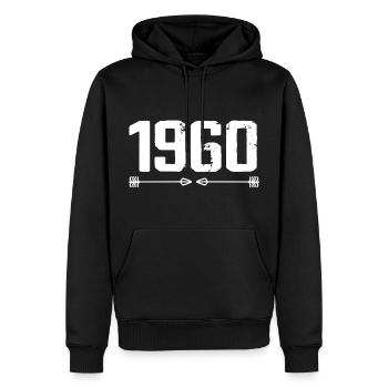 Né en 1960 Vintage 65 ans Cadeau d'anniversaire 66 - Sweat à capuche Premium bio Homme - noir - Devant - Nico (187cm)