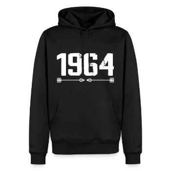 Né en 1964 Vintage 61 ans Cadeau d'anniversaire 62 - Sweat à capuche Premium bio Homme - noir - Devant - Nico (187cm)
