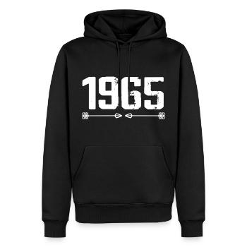 Né en 1965 Vintage 60 ans Cadeau d'anniversaire 61 - Sweat à capuche Premium bio Homme - noir - Devant - Nico (187cm)