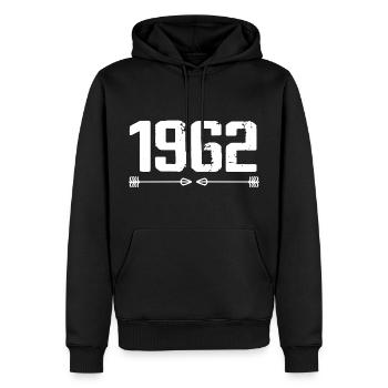 Né en 1962 Vintage 63 ans Cadeau d'anniversaire 64 - Sweat à capuche Premium bio Homme - noir - Devant - Nico (187cm)