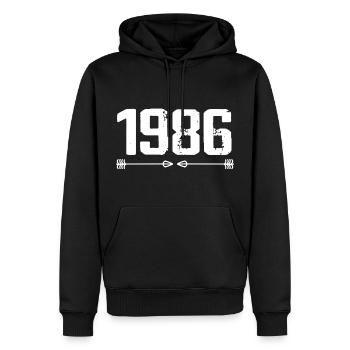Né en 1986 Vintage 39 ans Cadeau d'anniversaire 40 - Sweat à capuche Premium bio Homme - noir - Devant - Nico (187cm)