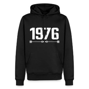 Né en 1976 Vintage 49 ans Cadeau d'anniversaire 50 - Sweat à capuche Premium bio Homme - noir - Devant - Nico (187cm)