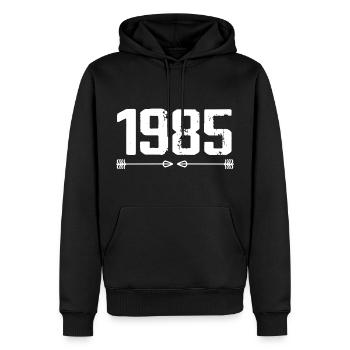 Né en 1985 Vintage 40 ans Cadeau d'anniversaire 41 - Sweat à capuche Premium bio Homme - noir - Devant - Nico (187cm)