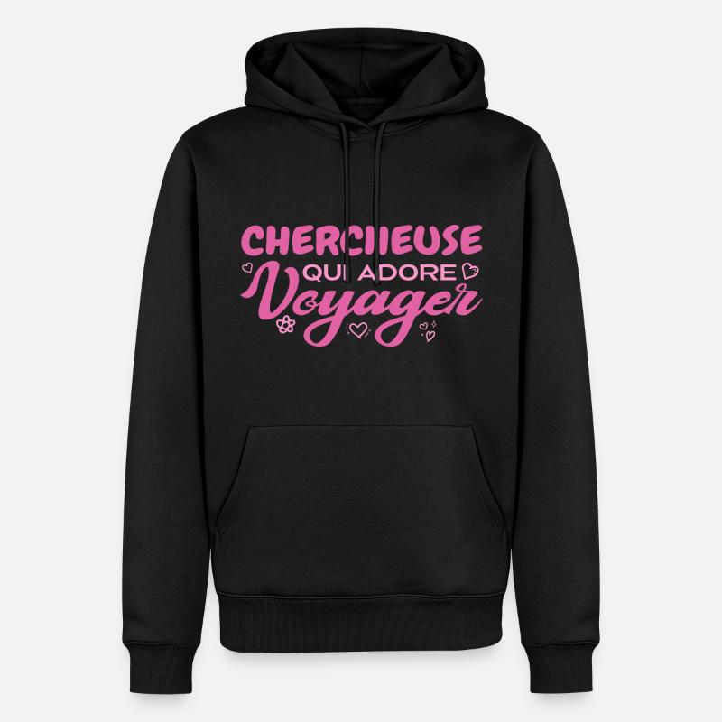 Chercheuse globe-trotteuse passionnée de voyages - Sweat à capuche Premium bio Homme - noir