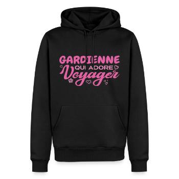 Weltreisender Babysitter mit einer Leidenschaft fürs Reisen - Männer Premium Bio Hoodie - Schwarz - Vorne - Nico (187cm)