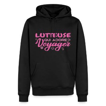 Globetrotting wrestler with a passion for travel - Men’s Premium Organic Hoodie - black - Front - Nico (187cm)