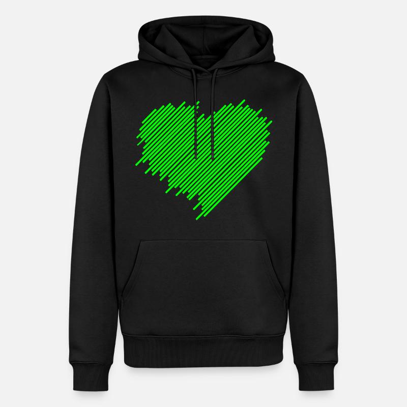 Herz - Männer Premium Bio Hoodie - Schwarz