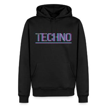 Techno Rave Club Electro Musik Raver - Männer Premium Bio Hoodie - Schwarz - Vorne - Nico (187cm)