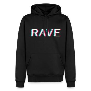 Techno Rave Electro Music Trance House Festival - Sweat à capuche Premium bio Homme - noir - Devant - Nico (187cm)