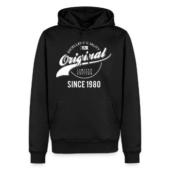 Original 1980 - Männer Premium Bio Hoodie - Schwarz - Vorne - Nico (187cm)