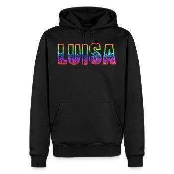 luisa rs regenbogen - Männer Premium Bio Hoodie - Schwarz - Vorne - Nico (187cm)