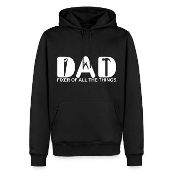 Papa. Fixierer aller Dinge. - Männer Premium Bio Hoodie - Schwarz - Vorne - Nico (187cm)