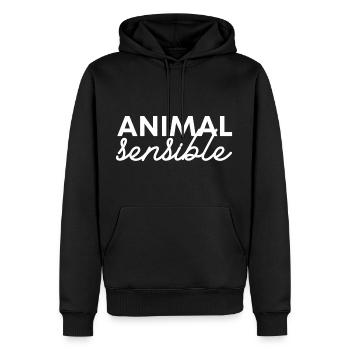 Animal sensible - hypersensibilité - Sweat à capuche Premium bio Homme - noir - Devant - Nico (187cm)