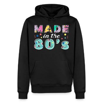 Made In The 80s Retro Carnival 80s Theme Party - Men’s Premium Organic Hoodie - black - Front - Nico (187cm)