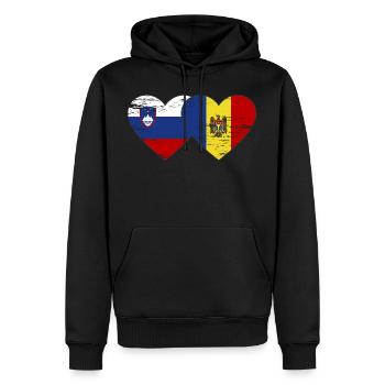 Slowenien Moldau Flagge Herz used - Männer Premium Bio Hoodie - Schwarz - Vorne - Nico (187cm)