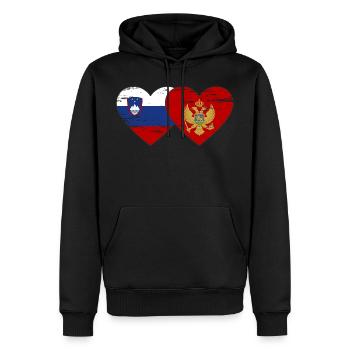 Slowenien Montenegro Flagge Herz used - Männer Premium Bio Hoodie - Schwarz - Vorne - Nico (187cm)