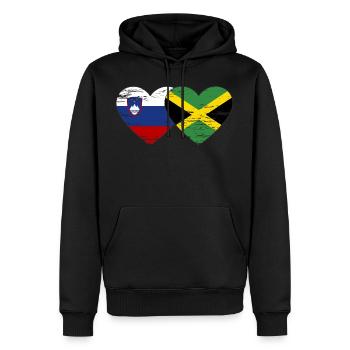 Slovénie Jamaïque drapeau coeur utilisé - Sweat à capuche Premium bio Homme - noir - Devant - Nico (187cm)