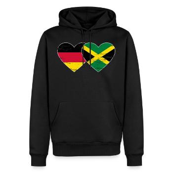 Allemagne Jamaïque Drapeau Coeur utilisé - Sweat à capuche Premium bio Homme - noir - Devant - Nico (187cm)