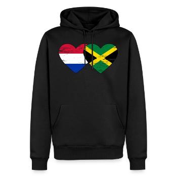 Hollande Jamaïque drapeau coeur utilisé - Sweat à capuche Premium bio Homme - noir - Devant - Nico (187cm)