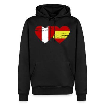 Peru Spanien Flagge Herz used - Männer Premium Bio Hoodie - Schwarz - Vorne - Nico (187cm)
