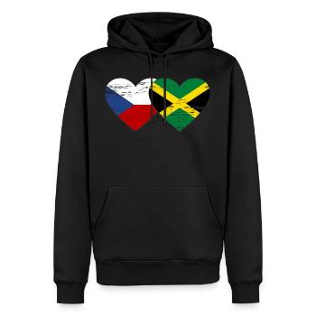 République tchèque Jamaïque Drapeau Coeur utilisé - Sweat à capuche Premium bio Homme - noir - Devant - Nico (187cm)
