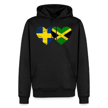 Suède Jamaïque Drapeau Coeur utilisé - Sweat à capuche Premium bio Homme - noir - Devant - Nico (187cm)