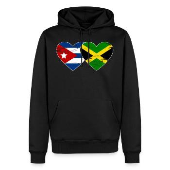 Cuba Jamaïque Drapeau Coeur Utilisé - Sweat à capuche Premium bio Homme - noir - Devant - Nico (187cm)