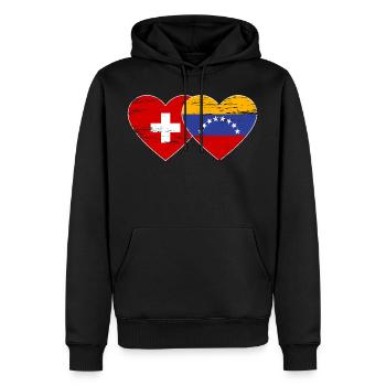 Suisse Venezuela drapeau coeur utilisé - Sweat à capuche Premium bio Homme - noir - Devant - Nico (187cm)