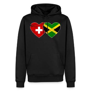 Suisse Jamaïque Drapeau Coeur utilisé - Sweat à capuche Premium bio Homme - noir - Devant - Nico (187cm)