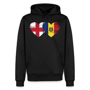England Moldau Flagge Herz used - Männer Premium Bio Hoodie - Schwarz - Vorne - Nico (187cm)
