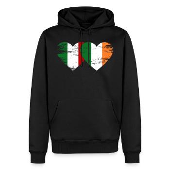 Italie Irlande drapeau coeur utilisé - Sweat à capuche Premium bio Homme - noir - Devant - Nico (187cm)