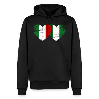 Italie Nigeria drapeau coeur utilisé - Sweat à capuche Premium bio Homme - noir - Devant - Nico (187cm)
