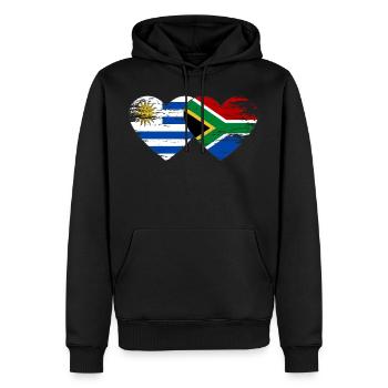 Uruguay Südafrika Flagge Herz used - Männer Premium Bio Hoodie - Schwarz - Vorne - Nico (187cm)