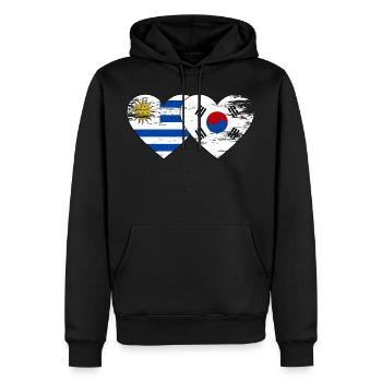Uruguay Südkorea Flagge Herz used - Männer Premium Bio Hoodie - Schwarz - Vorne - Nico (187cm)