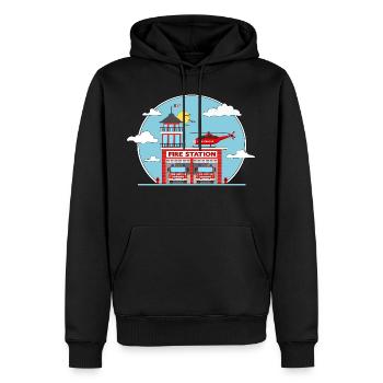Fire Station with Helicopter and Fire Engine - Männer Premium Bio Hoodie - Schwarz - Vorne - Nico (187cm)