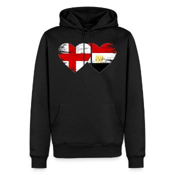 Angleterre Egypte Drapeau Mains Coeur Forme Utilisé - Sweat à capuche Premium bio Homme - noir - Devant - Nico (187cm)