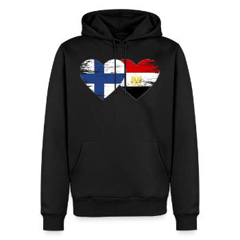Finlande Egypte Drapeau Mains Coeur Forme Utilisé - Sweat à capuche Premium bio Homme - noir - Devant - Nico (187cm)