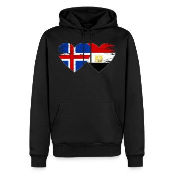 Iceland Egypt Flag Hands Heart Shape Used - Men’s Premium Organic Hoodie - black - Front - Nico (187cm)