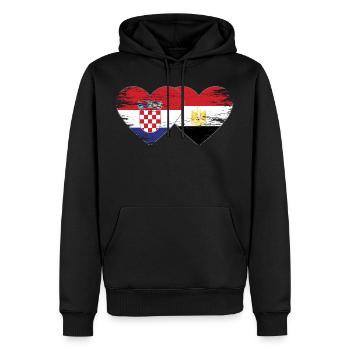 Croatia Egypt Flag Hands Heart Shape Used - Men’s Premium Organic Hoodie - black - Front - Nico (187cm)