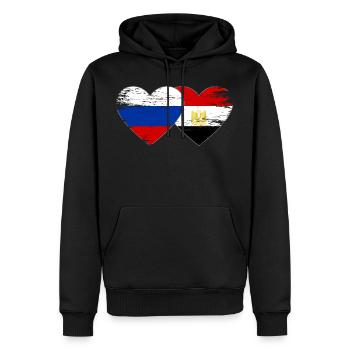 Russie Égypte Drapeau Mains Coeur Forme Utilisé - Sweat à capuche Premium bio Homme - noir - Devant - Nico (187cm)