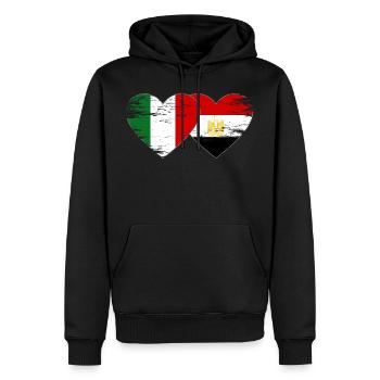 Italy Egypt Flag Hands Heart Shape Used - Men’s Premium Organic Hoodie - black - Front - Nico (187cm)
