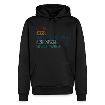 I like beer, my Dachshund and maybe three people - Männer Premium Bio Hoodie - Schwarz - Vorne - Nico (187cm)